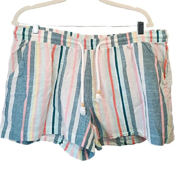 Natural Reflections Striped Shorts 100% Cotton Size XL Beach Vacation Summer - Picture 1 of 4
